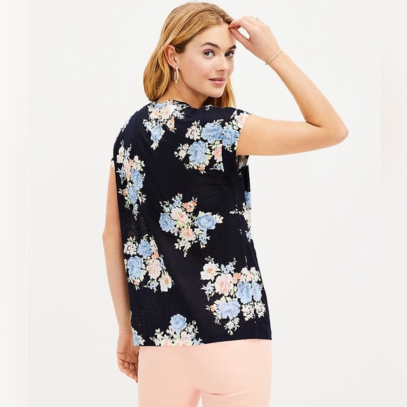 Ann Taylor Blossom Linen Tee SZ MED - Picture 2 of 6